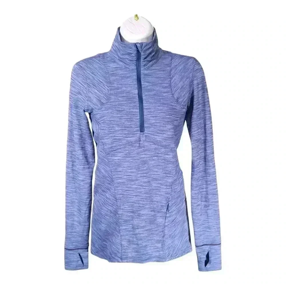 Lululemon Kanto Catch Me Jacket 1/2 Zip Pullover Heathered Sapphire Blue Women 4